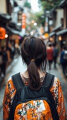 Obraz premium 活気あるストリートマーケットでの都会の散策 - 旅行探検、文化体験、バックパッキングの旅