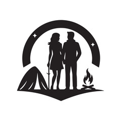 Outdoor Couple Camping Silhouette Vectors – Great for Travel and Adventure Graphics