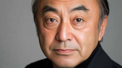 Fototapeta premium スタジオポートレートで穏やかな表情を浮かべた思慮深い年配の男性