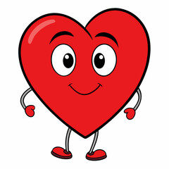 Fototapeta premium Cartoon heart vector illustration an white background