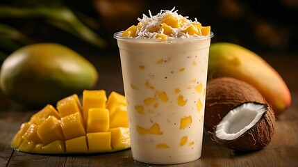 Mango Coconut Smoothie with Fresh Fruit