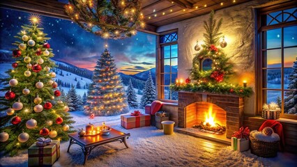 Fototapeta premium Festive Panoramic Christmas Desktop Themes for a Joyful Holiday Experience
