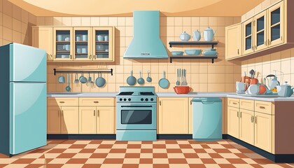 Cartoon Kitchen Room Background  Image
