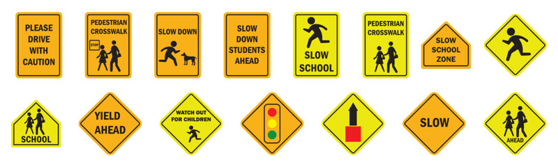 Pedestrians road signs. Vector illustration