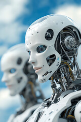 Fototapeta premium Exploring the future of robotics a vision of human-like machines in a digital landscape