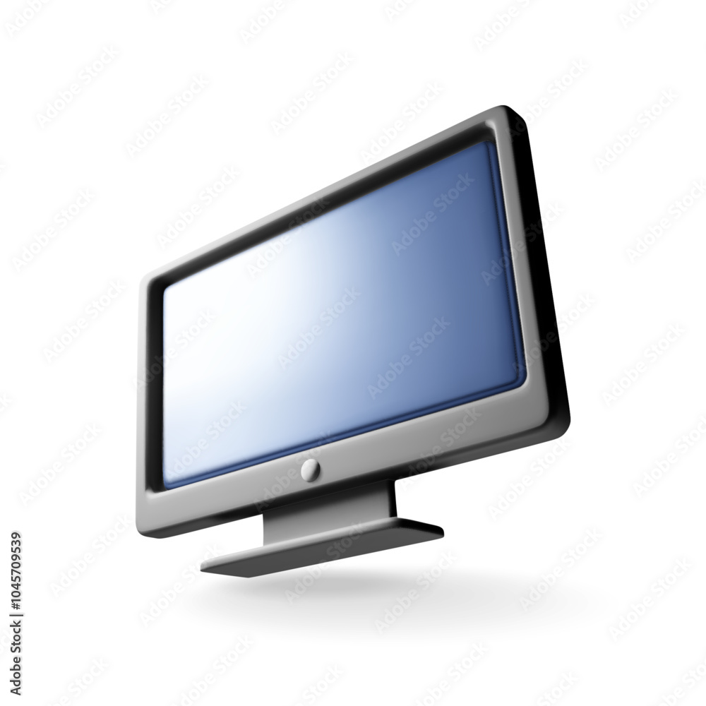 Aufkleber 3d black pc monitor with empty screen isolated. render computer lcd display mock up with blank scree