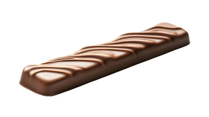 A chocolate coated energy bar on an isolated background