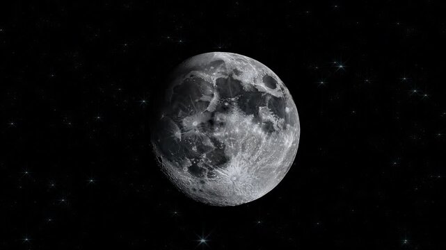 Realistic lunar moon eclipse timelapse animation, red moon in earth shadow with twinkling stars background, science animation with AI generated moon picture, concepts, ideas, 4k