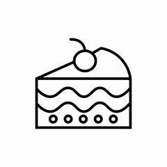 piece of cake with berries icon sign vector