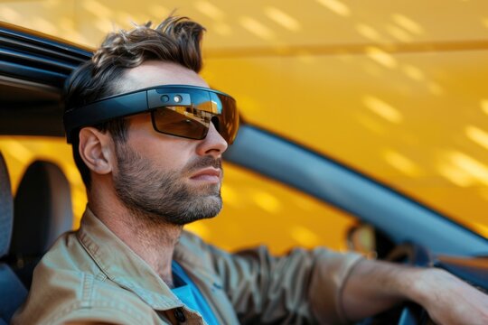 A person driving a car while wearing a blindfold, suggesting a lack of awareness or a metaphor for blindly following one's path