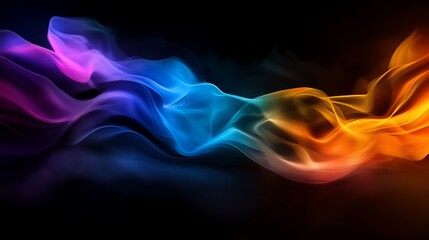 Obraz premium Abstract colorful smoke waves on black background.