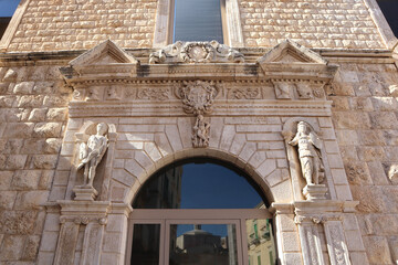 Entrance to the Giovene Palace in Molfetta, Apulia, Italy 