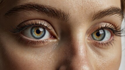 Fototapeta premium Woman eyes staring showing blue iris and long eyelashes
