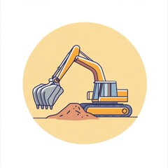 Fototapeta premium Yellow excavator digging in the dirt.