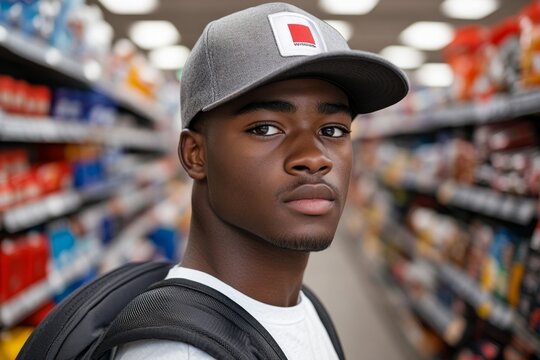 A person experiencing racial profiling in a store, with expressions of disbelief and frustration as they are treated unfairly
