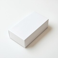 Minimalist white box on neutral background for product mockup and branding
