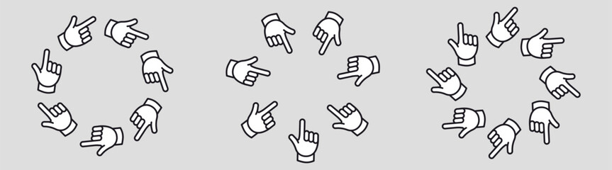 Finger mouse pointer circle frame. Click here round border design