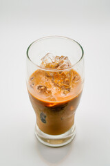 Coffee cup with ice on white background