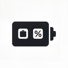 Battery Icon in Minimalist Black and White Design for Power Level Indication