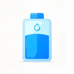 Minimalist Water Bottle Icon in Blue and White for Hydration Awareness