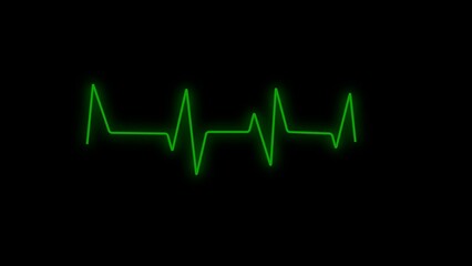 Green Electrocardiogram Line on Black Background