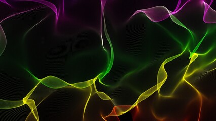 Colorful Flowing Lines on Dark Background
