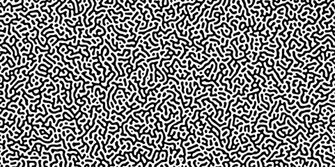 Organic seamless patterns with rounded lines Diffusion reaction background. Monochrome background of natural organic forms motion. Overlay template abstract Turing organic wallpaper background.