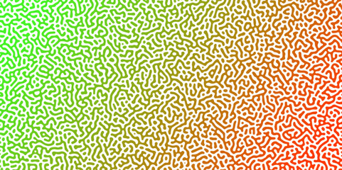 Abstract Reaction-diffusion Turing pattern natural texture green and orange  gradient color scheme. Linear design with biological algorithm psychedelic background. Reaction-diffusion or truing patter