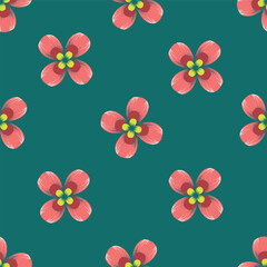 flower seamless pattern on green background