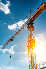 Majestic crane against a striking sky a symbol of construction and progress
