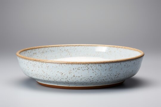 Minimalist ceramic tableware  elegant grey, blue, and white plate or bowl on clean background