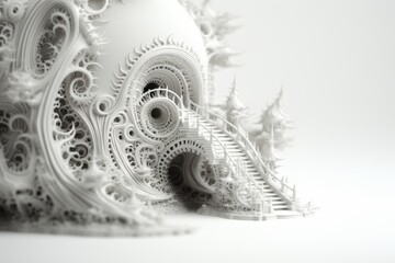 Obraz premium Intricate isolated fractal patterns on white background evoke a sense of infinity and wonder