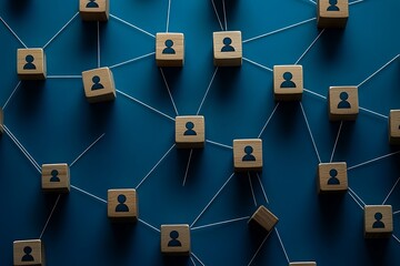 Connected Wooden Blocks with Person Symbols - Team Network