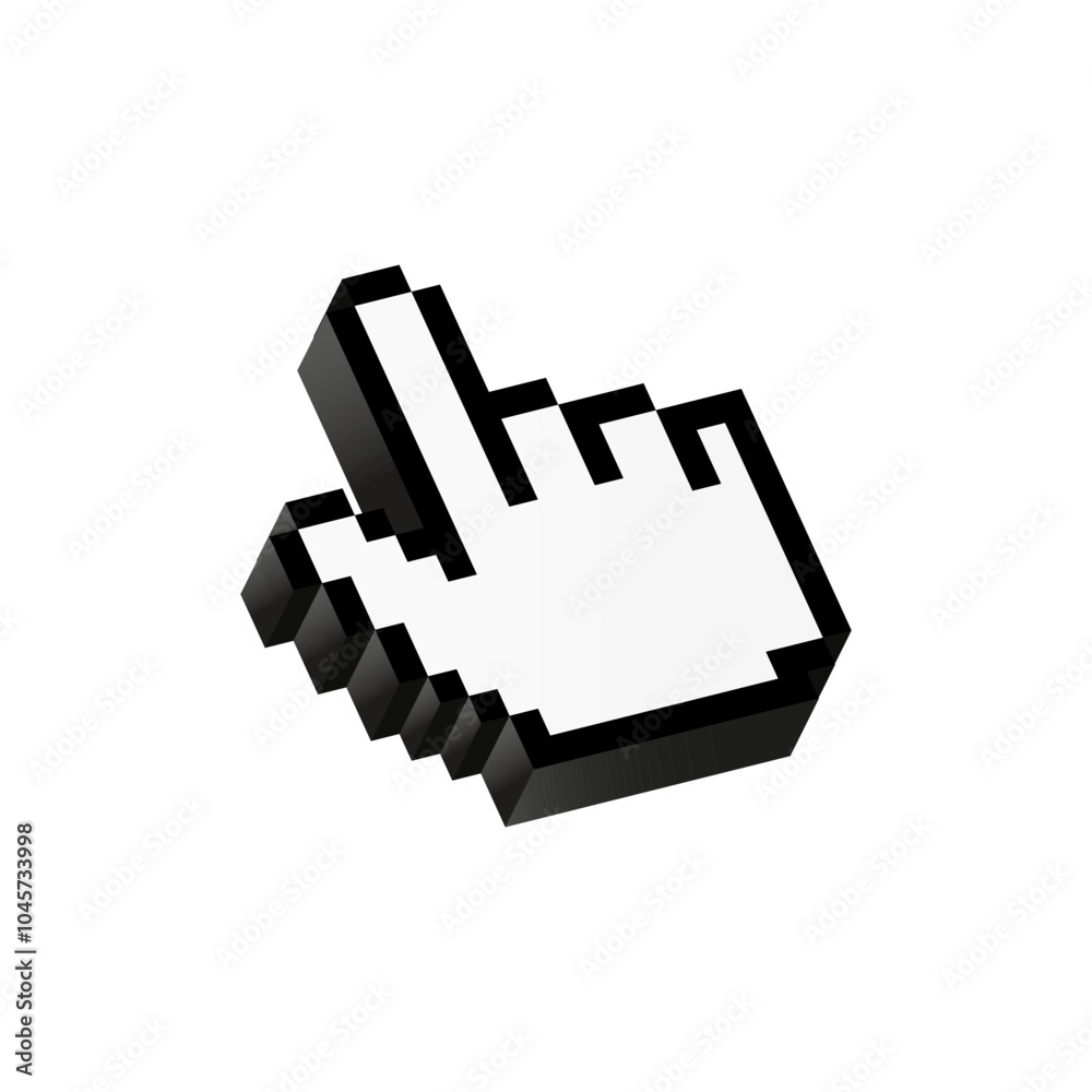 Poster white hand cursor for computer. desktop hand pointer icon.