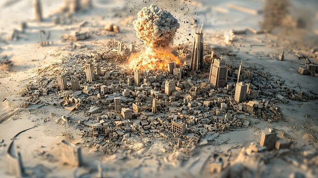 Detailed infographic displaying the estimated fallout radius and impact zone from a hypothetical nuclear attack on a major metropolitan city in the Middle East region