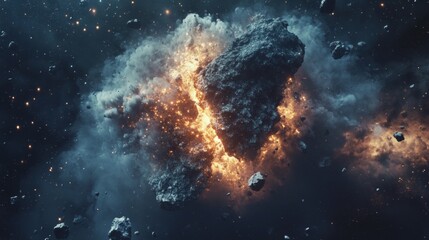 giant meteorite exploded in half in space
