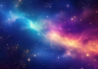 Naklejka premium Cosmic nebula, starry night, deep space, gradient background, abstract art