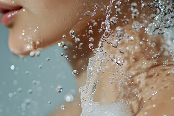 Fototapeta premium Water Droplets Falling From a Woman's Hand: A Close-Up Shot of Nature's Beauty and Tranquility