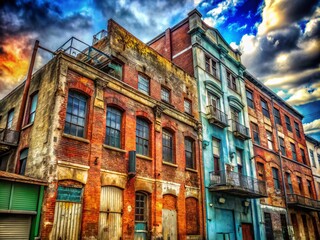 Grunge Border Architectural Photography with Urban Elements and Textured Surfaces for Modern Design Concepts