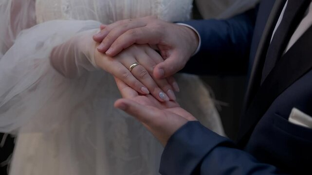 bride and groom hands
