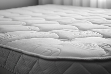 Fototapeta premium Comfortable White Mattress with Textured Surface in Bright Bedroom Setting