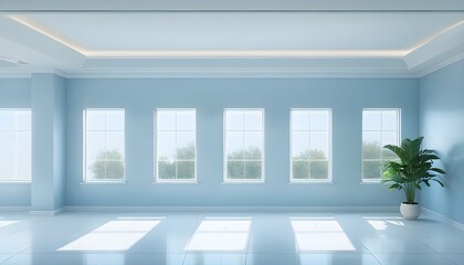 Fototapeta premium spacious room with bright white walls and natural light streaming through four windows