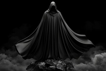Naklejka premium Dark, gothic figure charging into a stormy battlefield, symbolizing the bravery and strength of acting boldly in difficult times