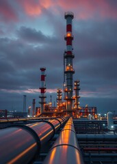 energy supply with gas pipeline, petrochemical industry with oil refinery