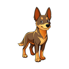 Australian Kelpie Dog vector illustration isolated on white background in cartoon style.
