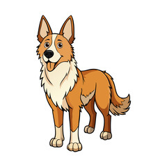 Basque Shepherd Dog breed vector illustration isolated on white background in cartoon style.