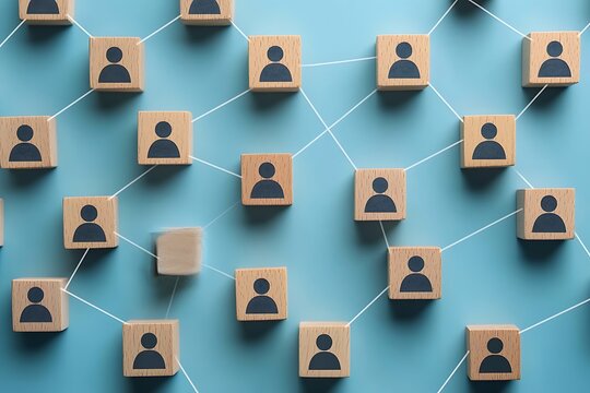 Wooden Blocks Connected Network of People - Collaboration Symbol