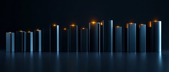 A stunning 3D representation of a candle bar graph, showcasing realistic shadows on a mat surface. Ideal for modern decor and design concepts.