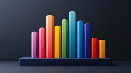 This vibrant 3D chart features smooth gradient colors and a modern design, perfect for visualizing data in presentations, infographics, or digital art.