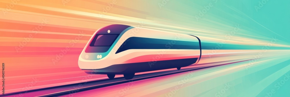 Aufkleber The train icon travels swiftly across colorful tracks, emphasizing speed and modern aesthetics against a gradient backdrop. Generative AI